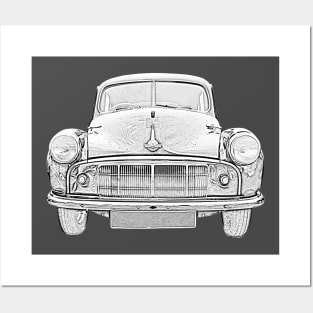 Morris Minor MM "highlight" 1950s British classic car monochrome Posters and Art